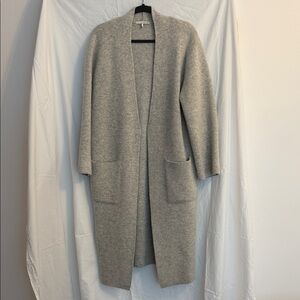 OAK + FORT Light Gray Open-Front Long Cardigan/coat